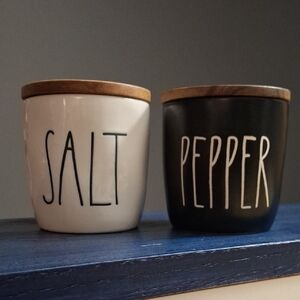 🖤 🤍 Rae Dunn SALT & PEPPER white and black ceramic jars